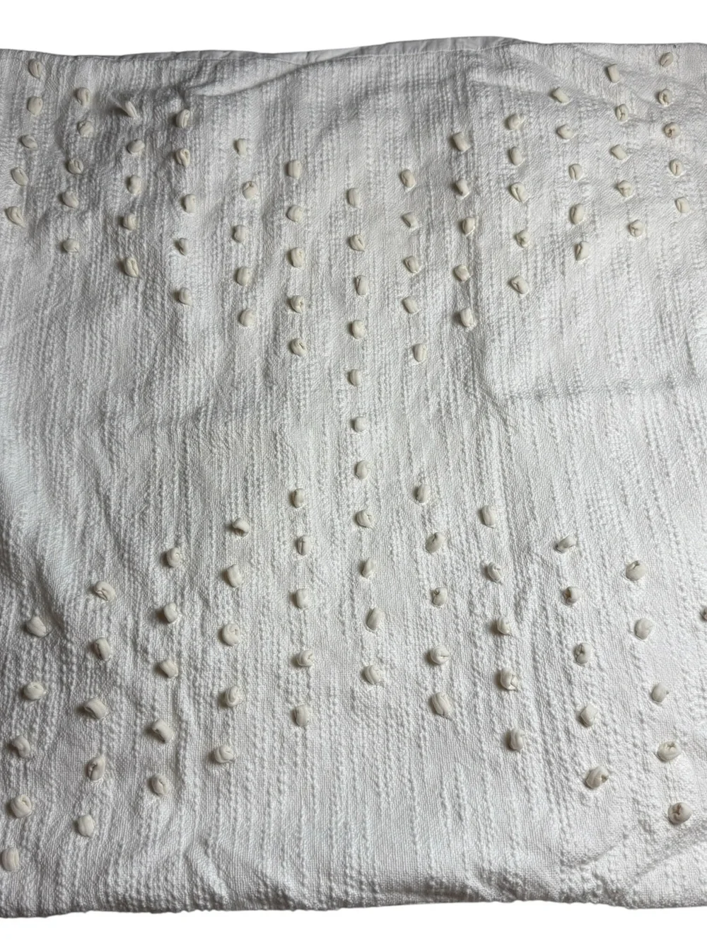 Anthropologie Neve Euro Sham Cotton Embellished Tufted Shabby Cloud Soft Cream